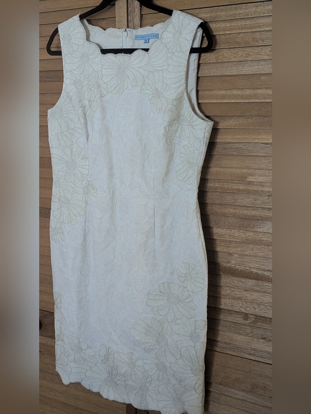 🔥SALE🔥Antonio Melani White Floral Lace Sheath Dress - Picture 3 of 13